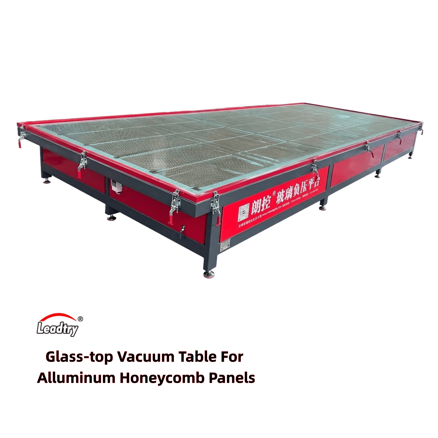 LT2560 glass-top vacuum table for aluminum honeycomb panels